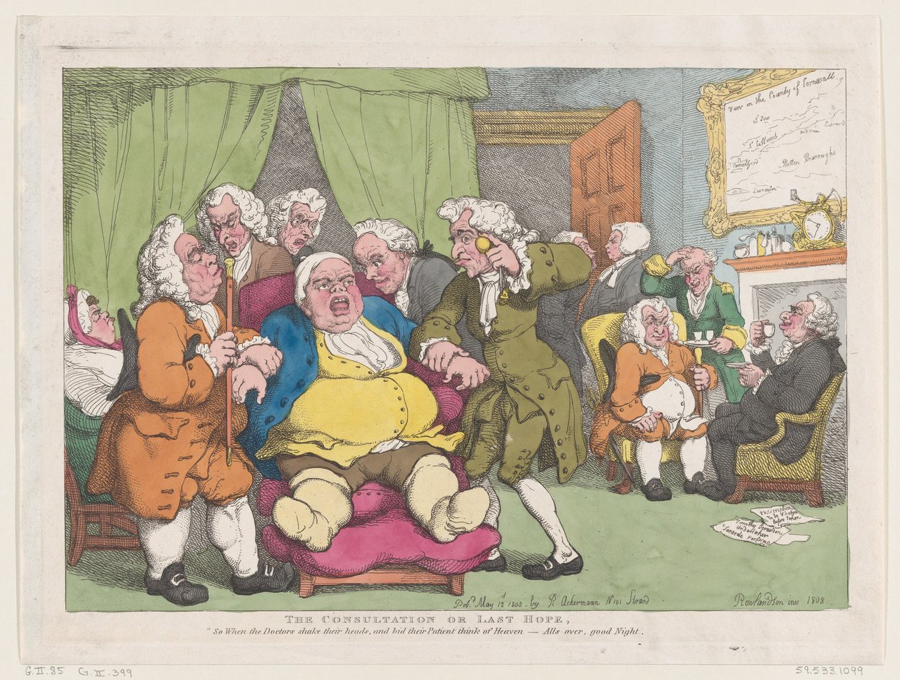Konsultationen eller det sidste håb, 30. juni 1808., 30. juni 1808. af Thomas Rowlandson