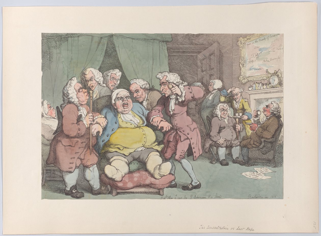 Konsultationen eller det sidste håb, 30. juni 1808., 30. juni 1808. af Thomas Rowlandson