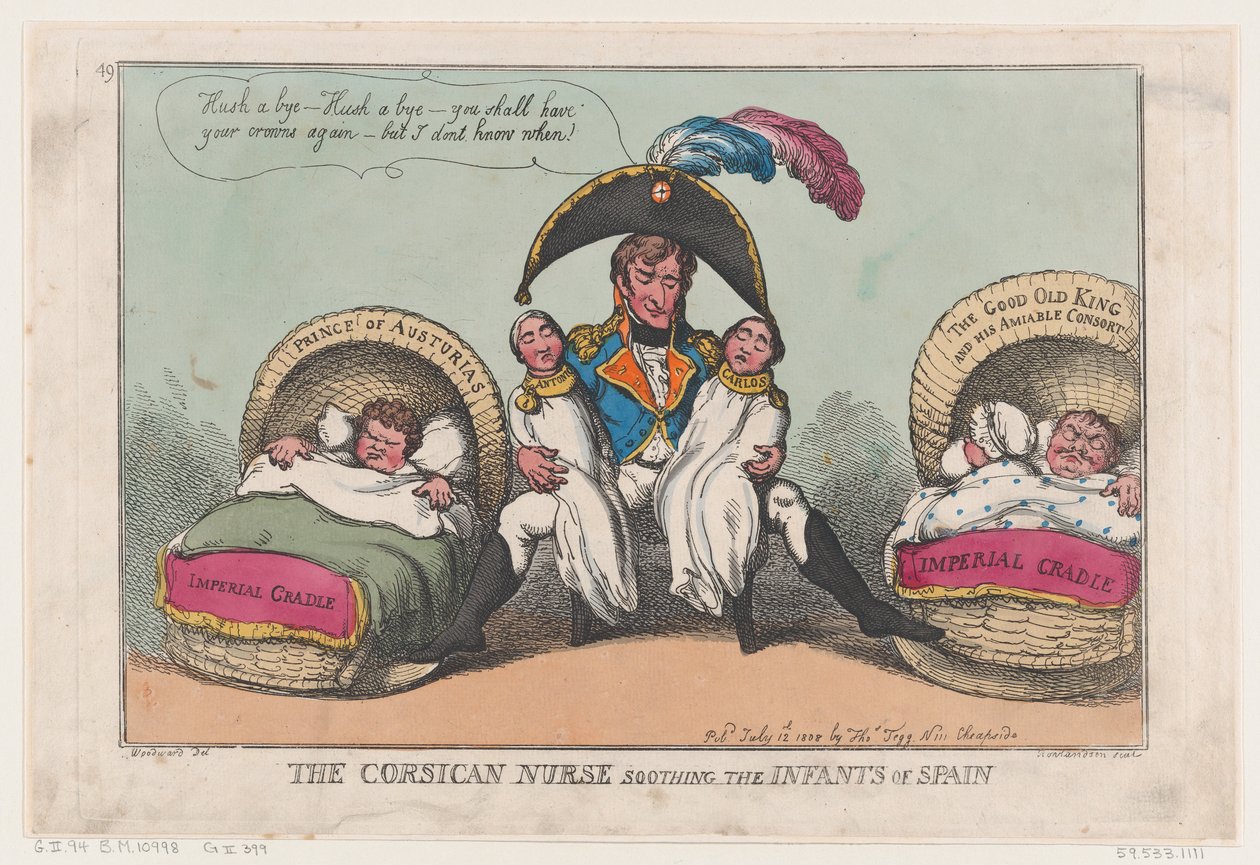 Den korsikanske sygeplejerske beroliger Spaniens spædbørn, 12. juli 1808., 12. juli 1808. af Thomas Rowlandson