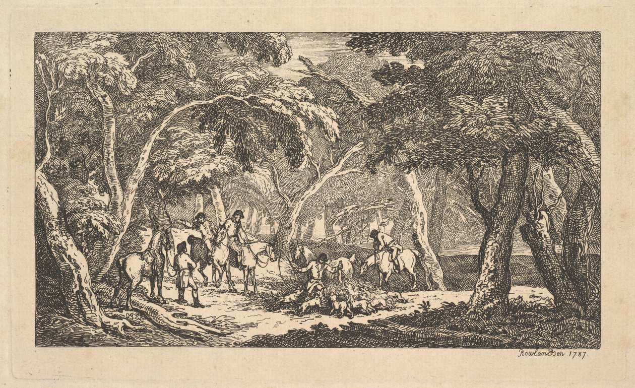 Døden - Rævejagt - En landskabsscene, 1787. af Thomas Rowlandson