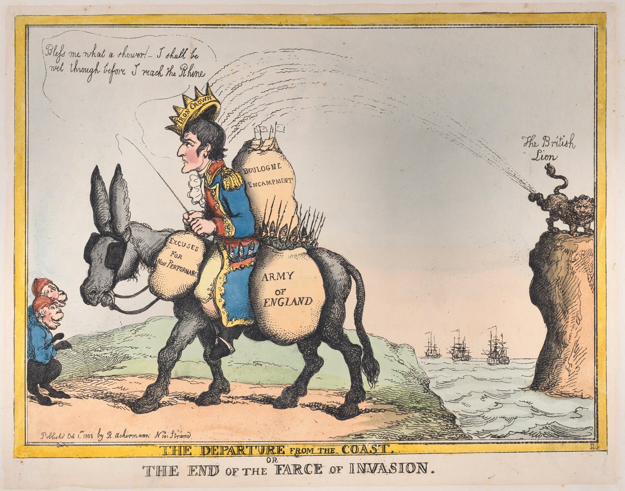 Afgangen fra kysten eller afslutningen på invasionsfarcen, 1. oktober 1805., 1. oktober 1805 af Thomas Rowlandson
