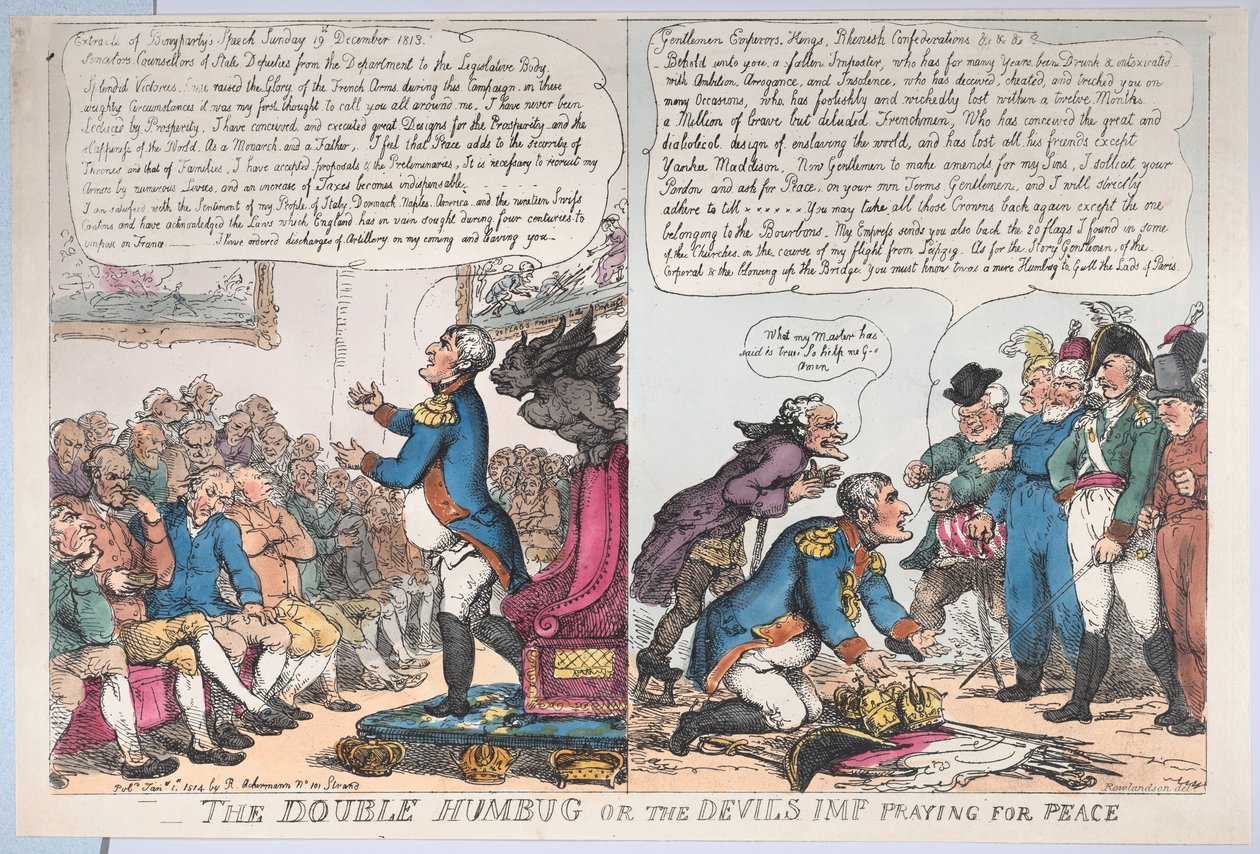 The Double Humbug or the Devils Imp Praying for Peace, 1. januar 1814., 1. januar 1814. af Thomas Rowlandson