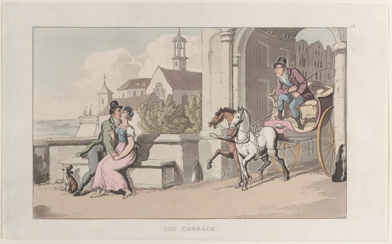 The Embrace, fra Journal of Sentimental Travels in the Southern Provinces of France, ..., 1817-21. af Thomas Rowlandson