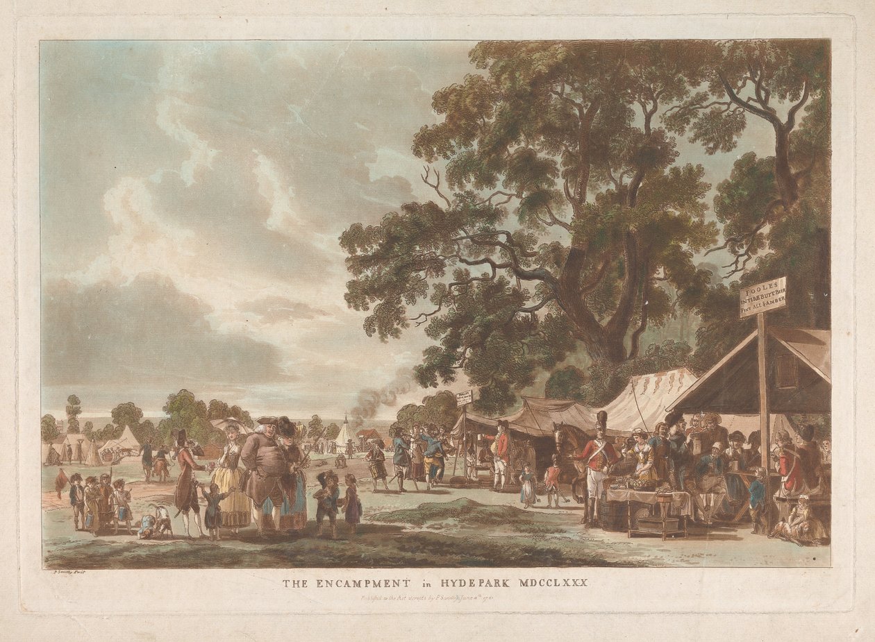 Lejren i Hyde Park af Thomas Rowlandson