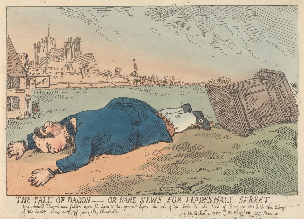 Dagons fald – eller sjældne nyheder fra Leadenhall Street af Thomas Rowlandson