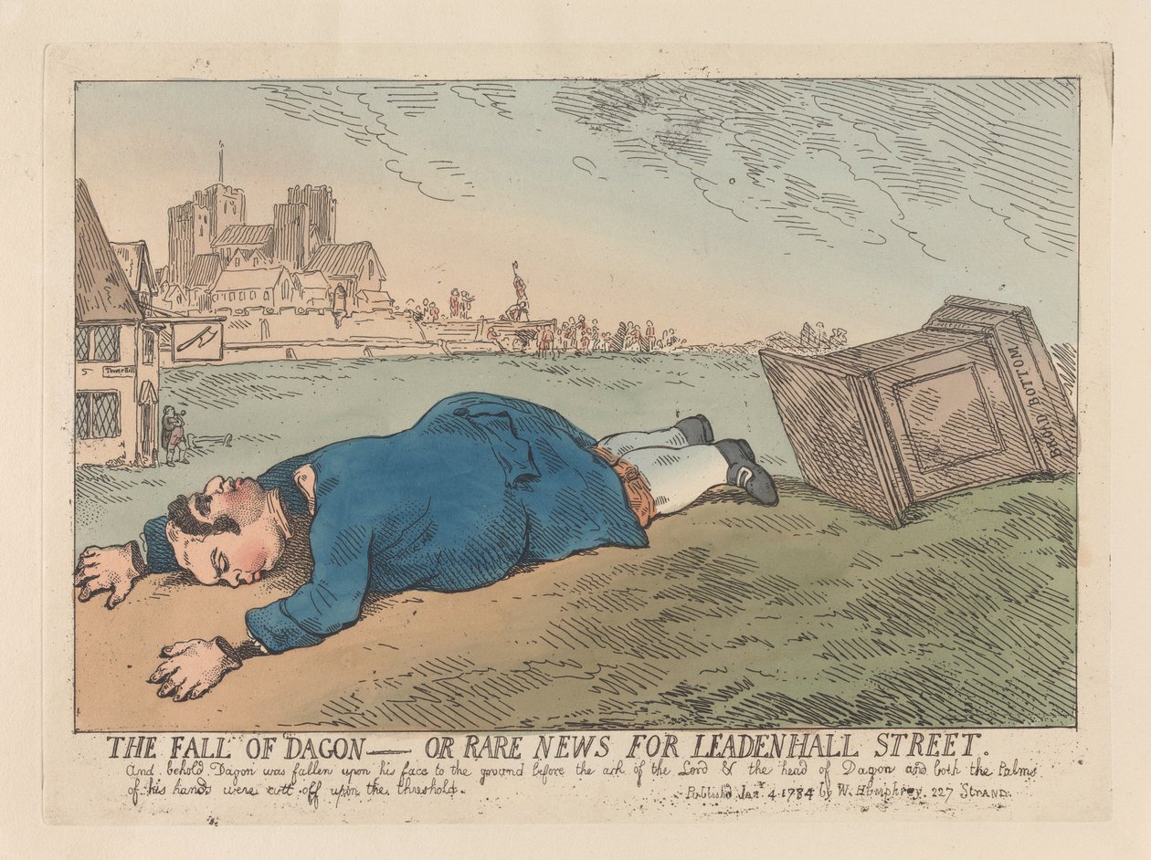Dagons fald eller sjældne nyheder fra Leadenhall Street af Thomas Rowlandson