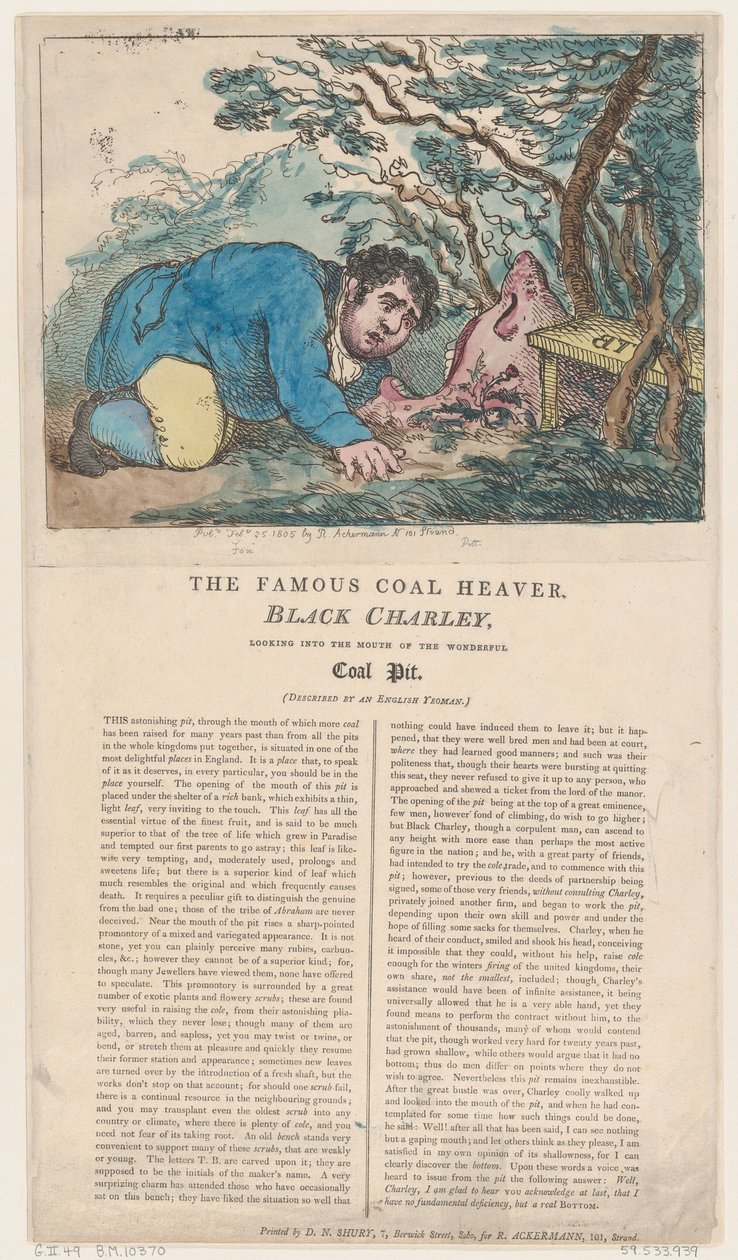 The Famous Coal Heaver Black Charley Looking into the Mouth of the Wonderful ..., 25. februar 1805. af Thomas Rowlandson