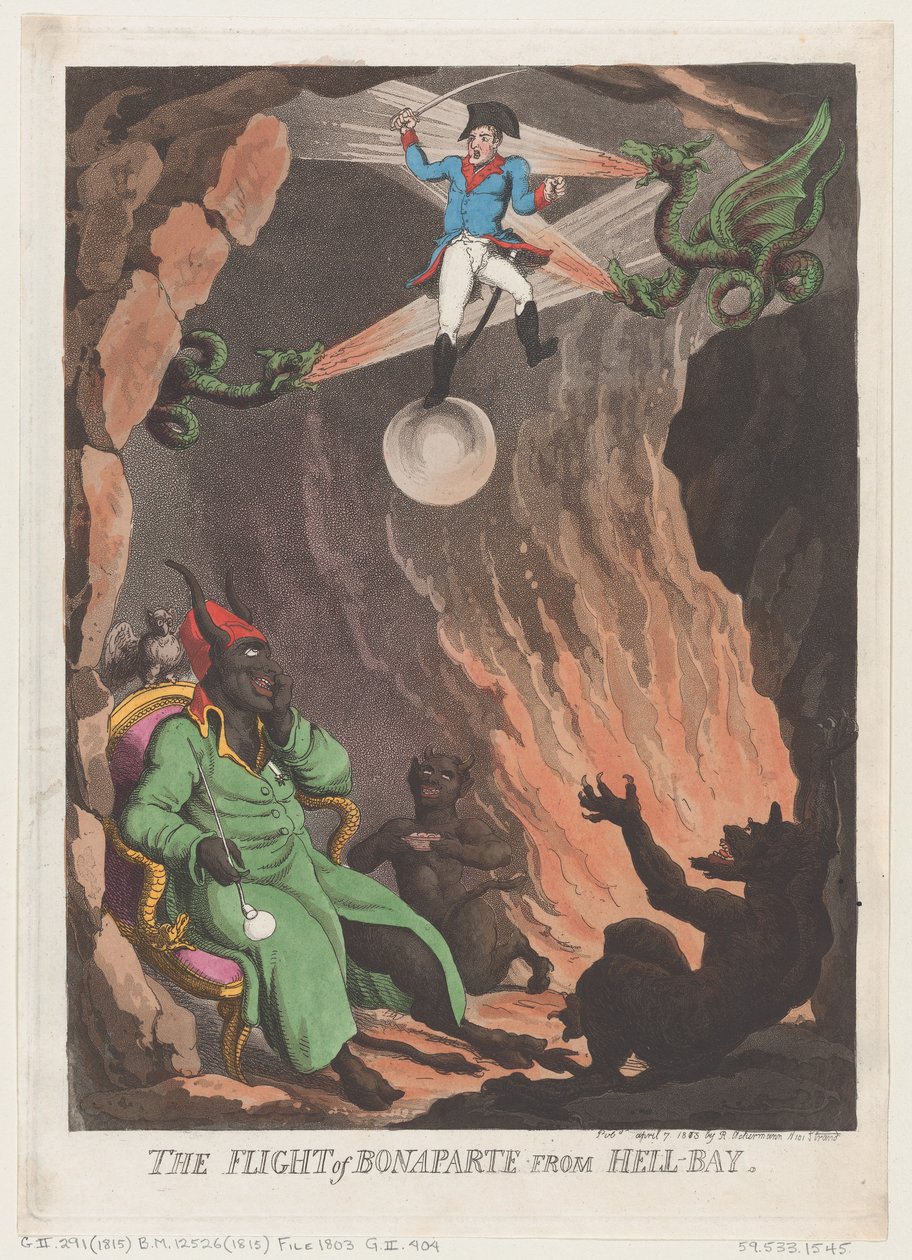 Bonapartes flugt fra Hell-Bay, 7. april 1803., 7. april 1803. af Thomas Rowlandson