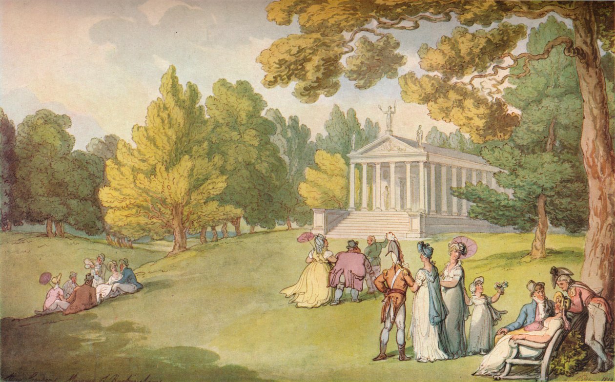 The Gardens at Stowe House, Bucks, c1785 af Thomas Rowlandson