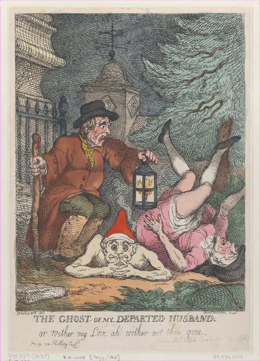 Min afdøde mands spøgelse eller visne min kærlighed ah visne er du væk, april..., 1. april 1808. af Thomas Rowlandson