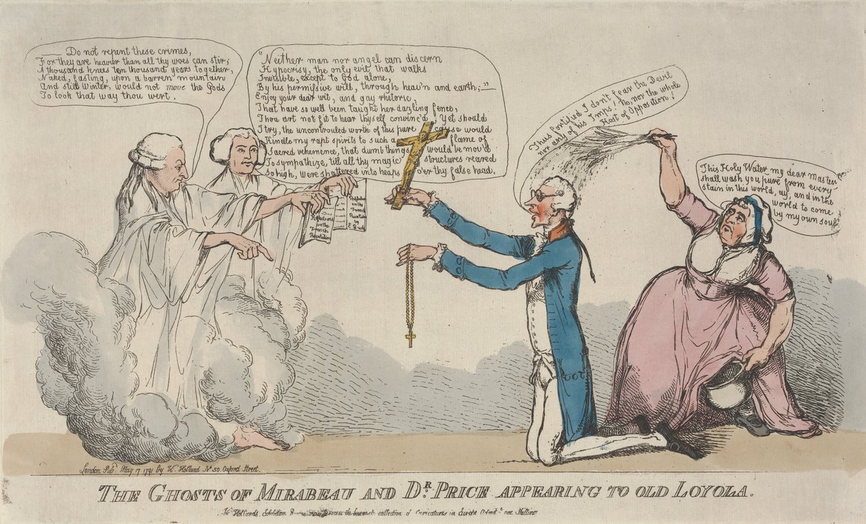 Spøgelserne af Mirabeau og dr. Price viser sig for den gamle Loyola af Thomas Rowlandson