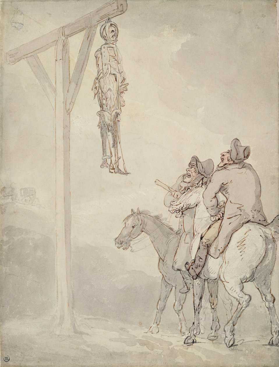 The Gibbet (pen & blæk, akvarel og blyant på papir) af Thomas Rowlandson