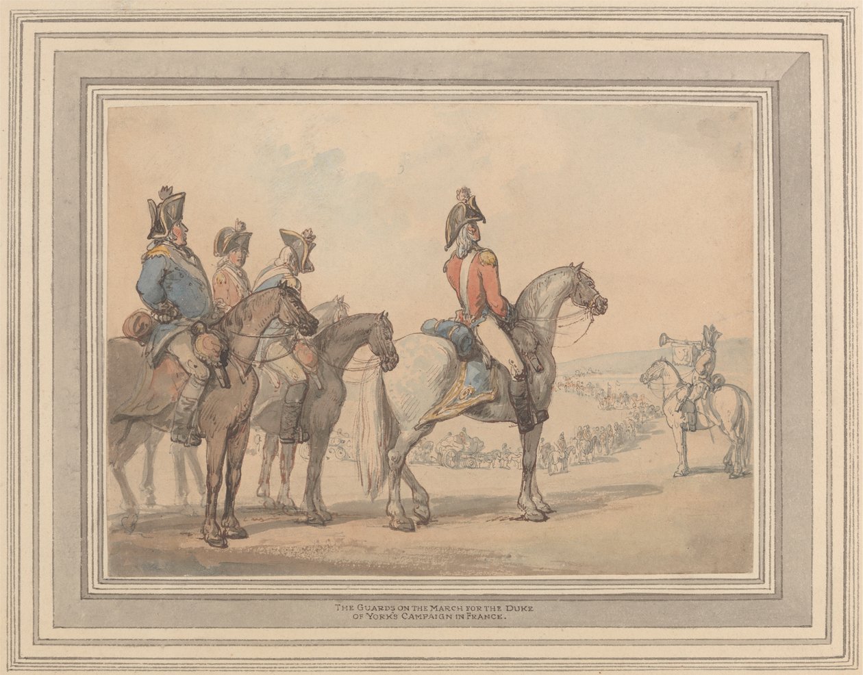Vagterne på marts for hertugen af Yorks kampagne i Frankrig af Thomas Rowlandson