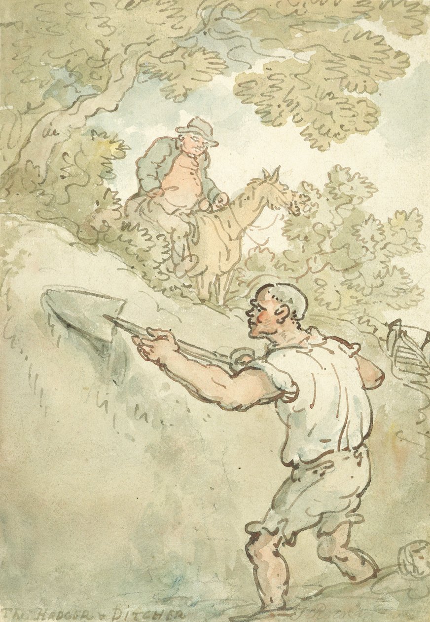 The Hedger and Ditcher (pen & blæk og akvarel på papir) af Thomas Rowlandson
