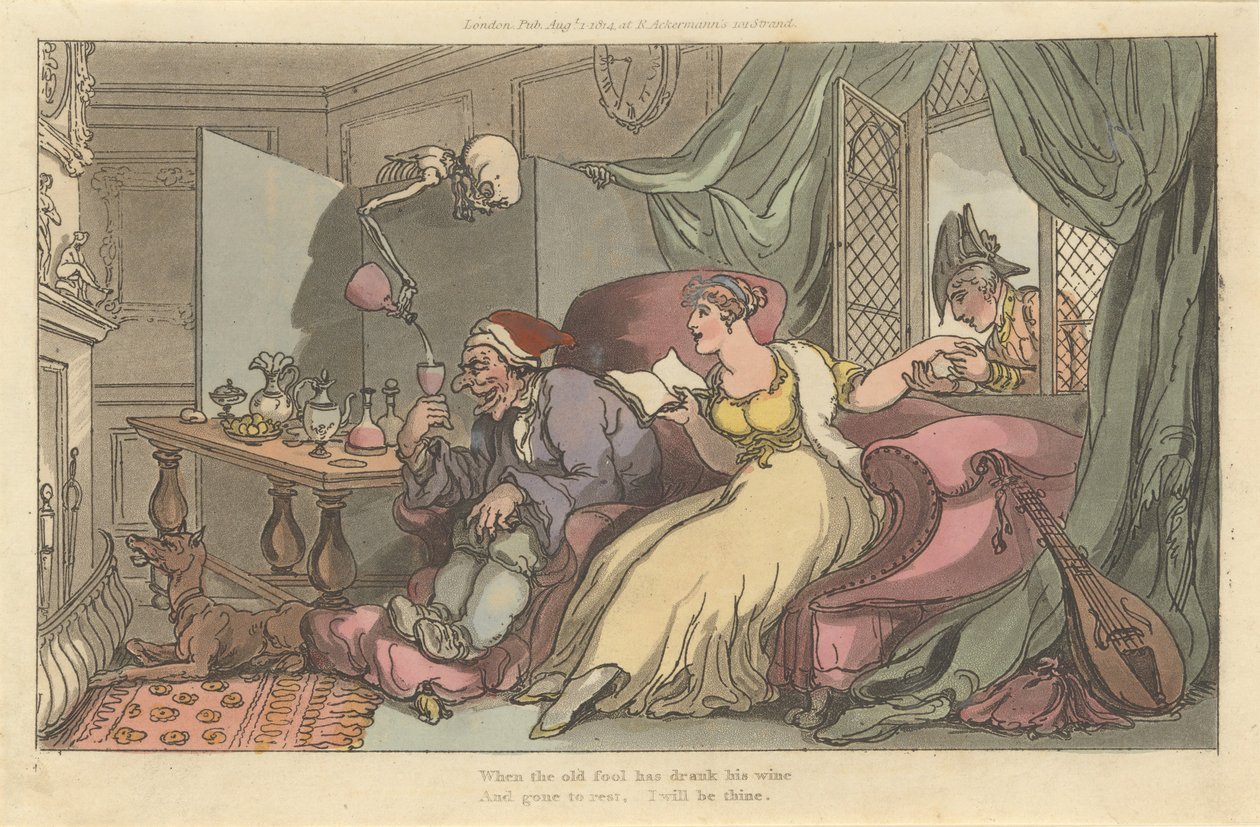 The Honey Moon Den engelske dødedans, tavle 13, 1. august 1814. af Thomas Rowlandson