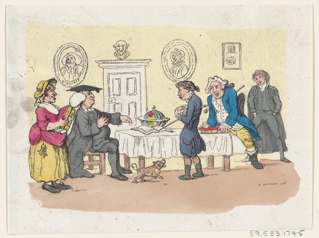 Familiens håb - en optagelse på universitetet, ca. 1803., ca. 1803. af Thomas Rowlandson