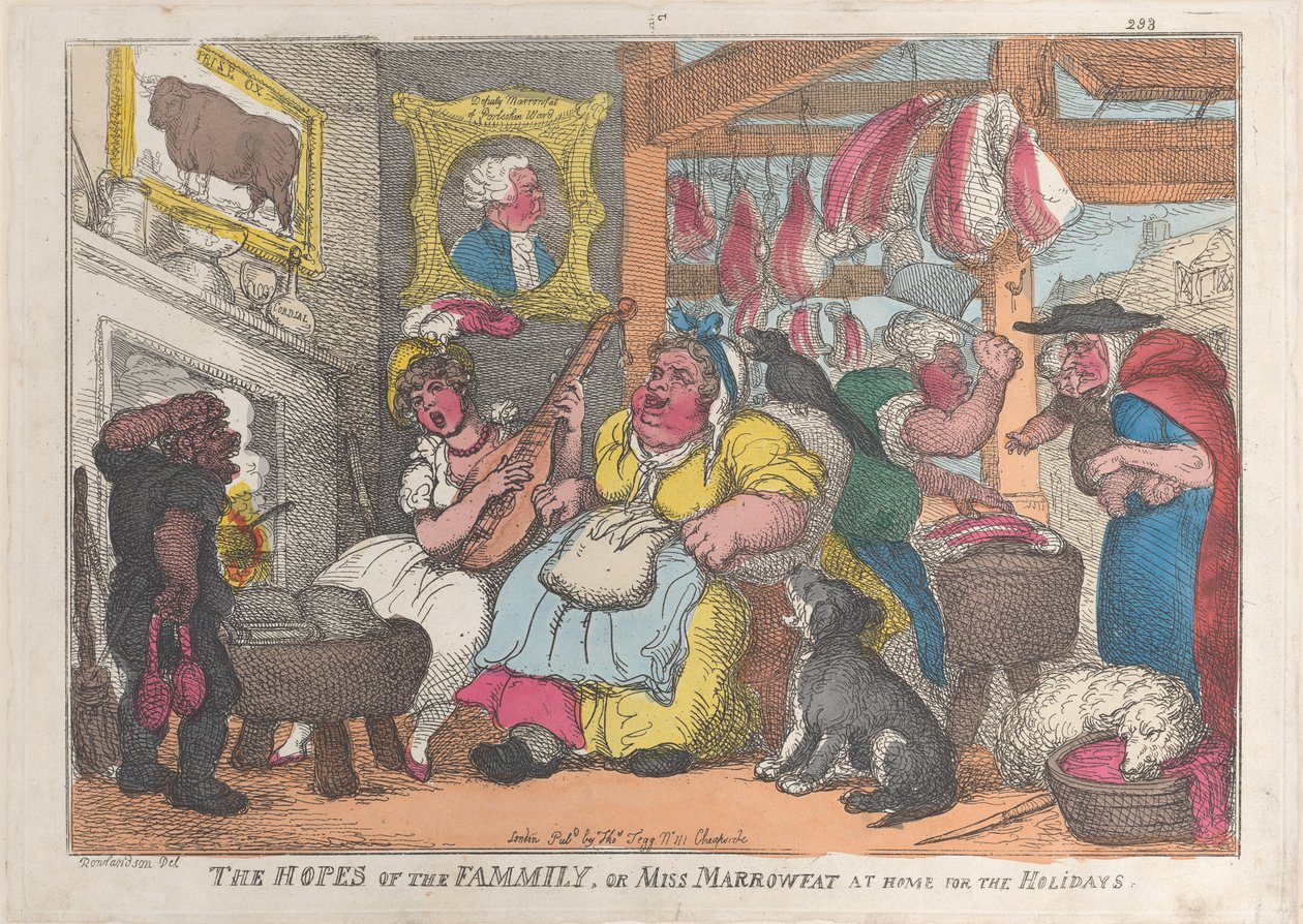The Hopes of the Family, eller Miss Marrowfat at Home for the Holidays, 1809-13., 1809-13. af Thomas Rowlandson