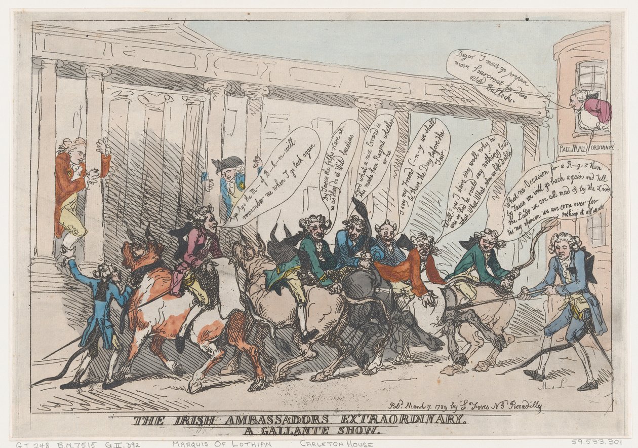 The Irish Ambassadors Extraordinary, A Gallante Show, 7. marts 1789., 7. marts 1789. af Thomas Rowlandson