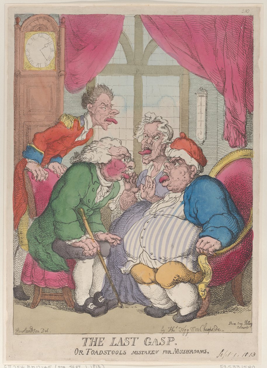 Det sidste gisp, eller paddehatte, der forveksles med svampe, 1. september 1813., 1. september 1813. af Thomas Rowlandson