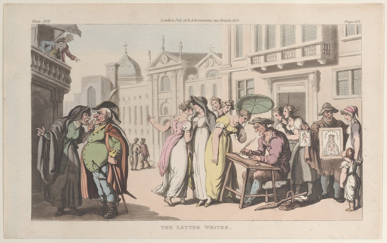Brevskriveren, fra Napoli og Campagna Felice: i en serie af breve Ad..., 1. juni 1815. af Thomas Rowlandson