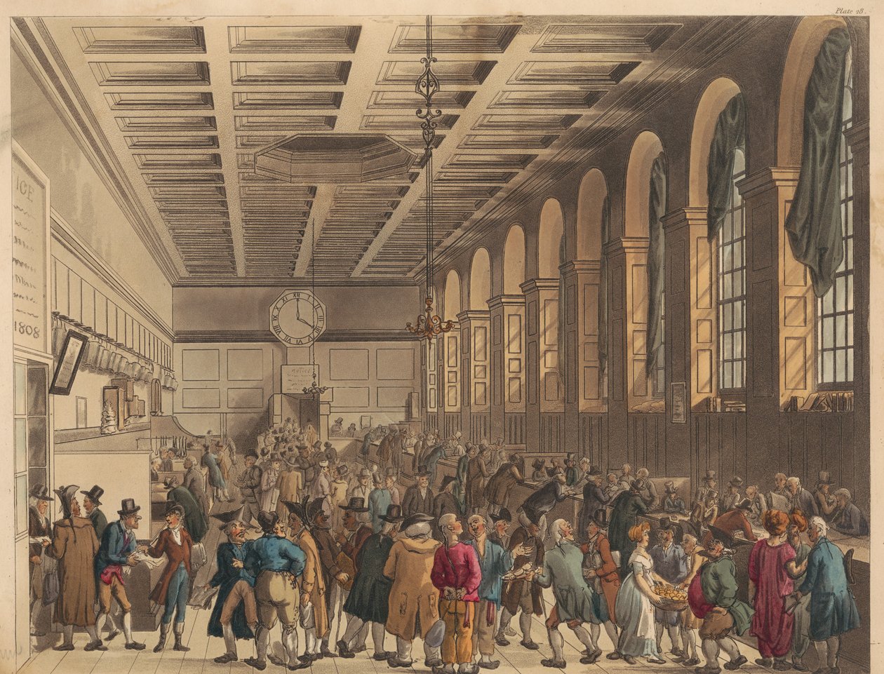 The Long Room, Custom House af Thomas Rowlandson