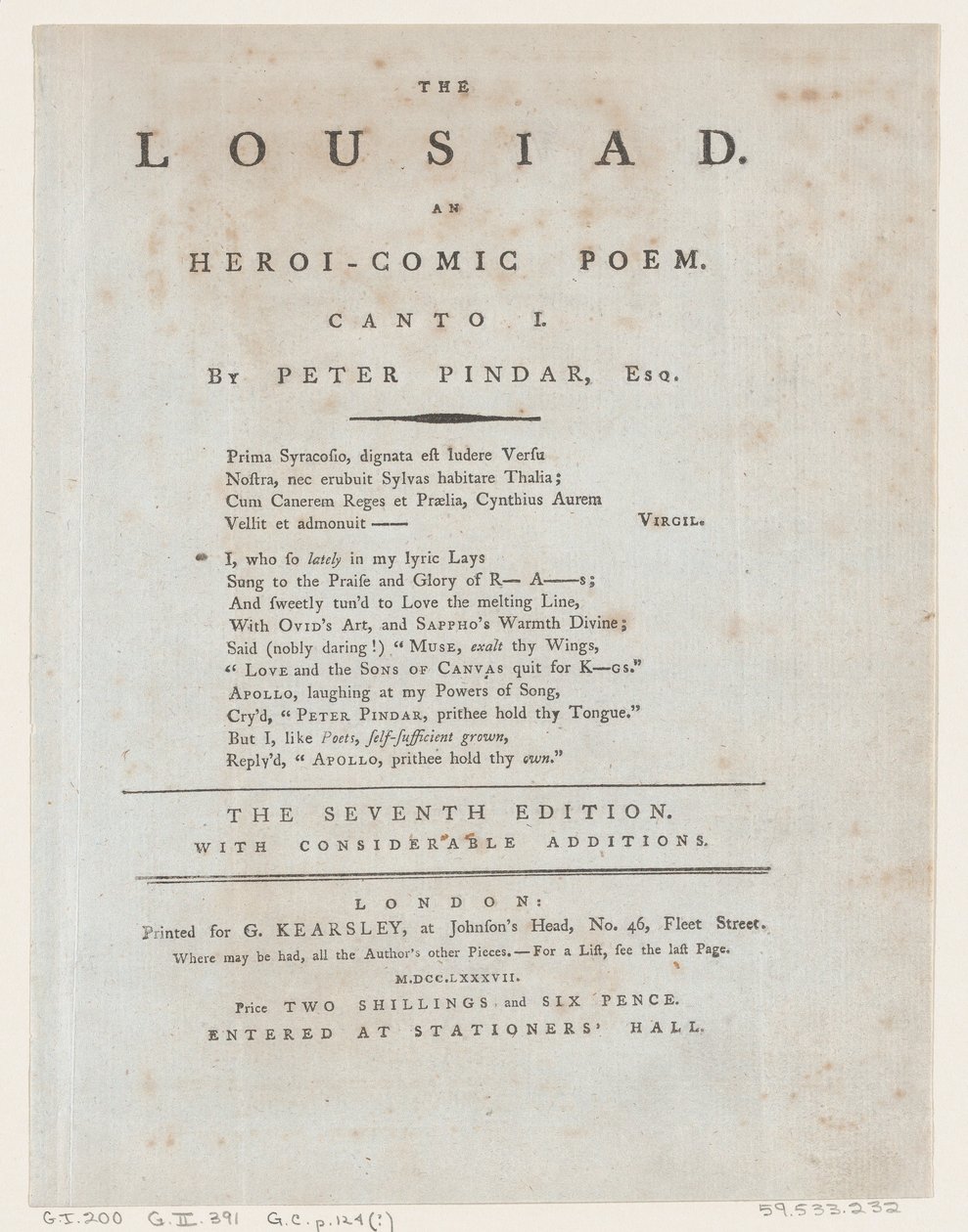 The Lousiaden, titelblad, 1787., 1787. af Thomas Rowlandson