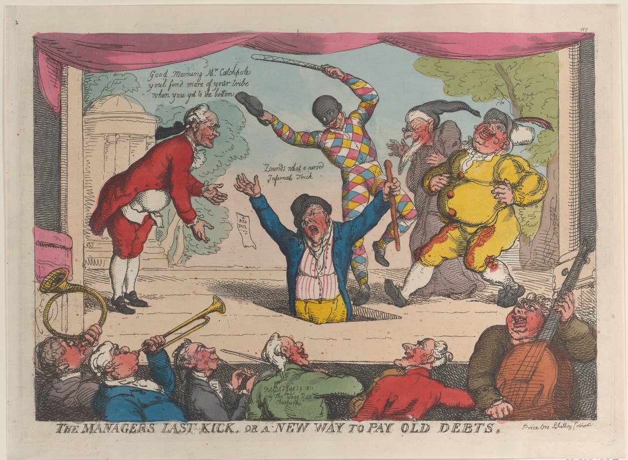 Lederens sidste spark, eller en ny måde at betale gammel gæld på, 29. september 1811., 29. september 1811. af Thomas Rowlandson