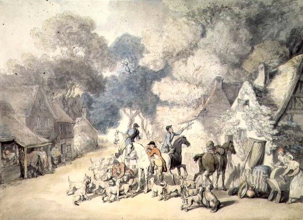The Meet (akvarel) af Thomas Rowlandson