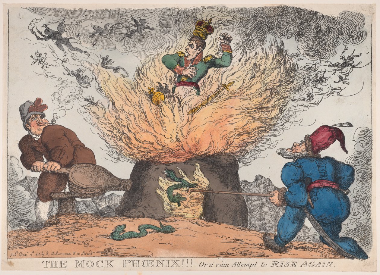 Den falske Føniks!!! Eller et forgæves forsøg på at rejse sig igen, 10. december 1813., 10. december 1813. af Thomas Rowlandson