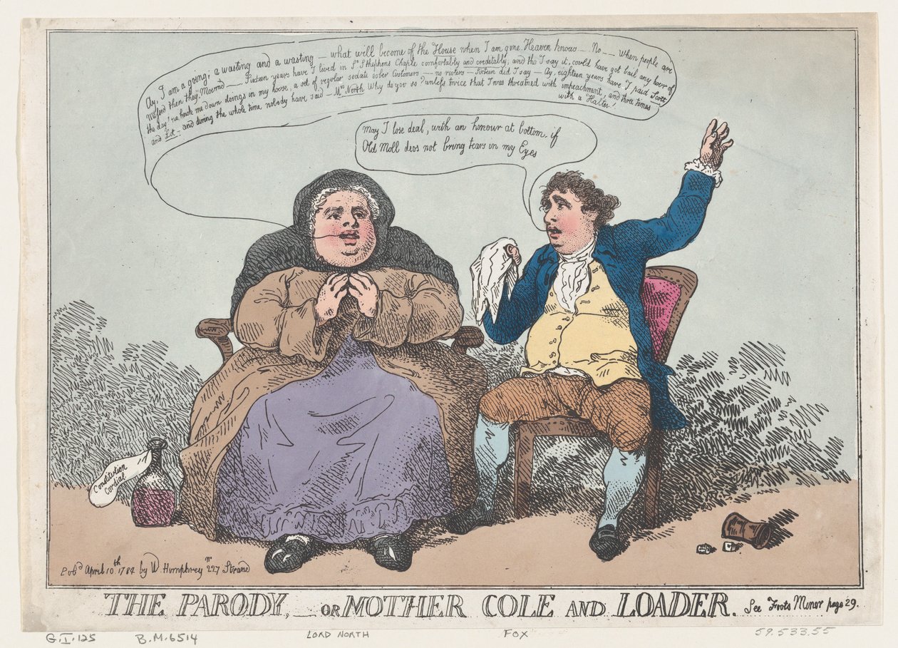 The Parody, eller Mother Cole and Loader, 10. april 1784., 10. april 1784. af Thomas Rowlandson