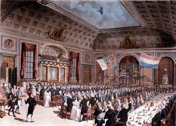 Den patriotiske middag afholdt på City of London Tavern, af Thomas Rowlandson