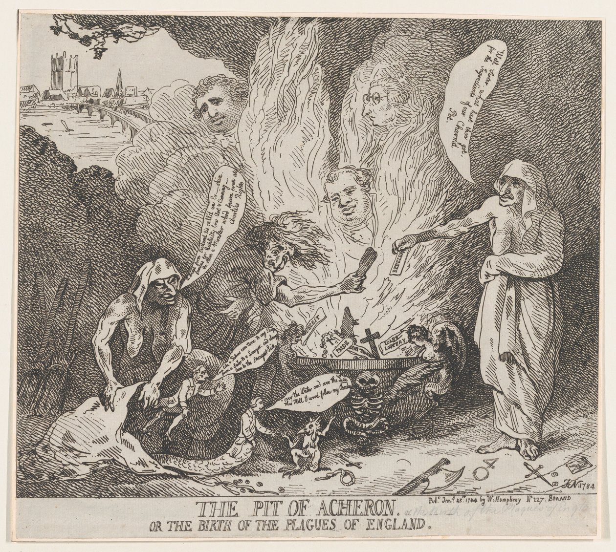 The Pit of Acheron eller The Birth of the Plagues of England, 28. januar 1784., 28. januar 1784. af Thomas Rowlandson