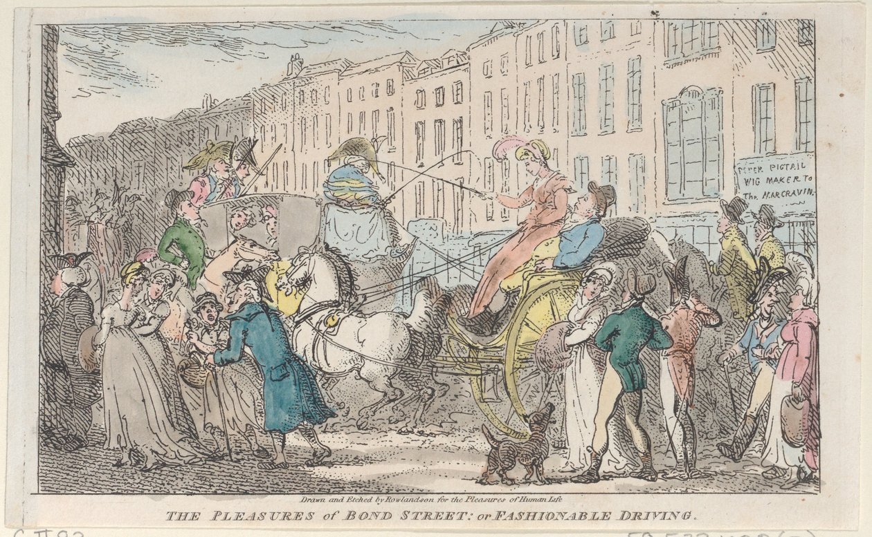 The Pleasures of Bond Street: or Fashionable Driving, 1807., 1807. af Thomas Rowlandson