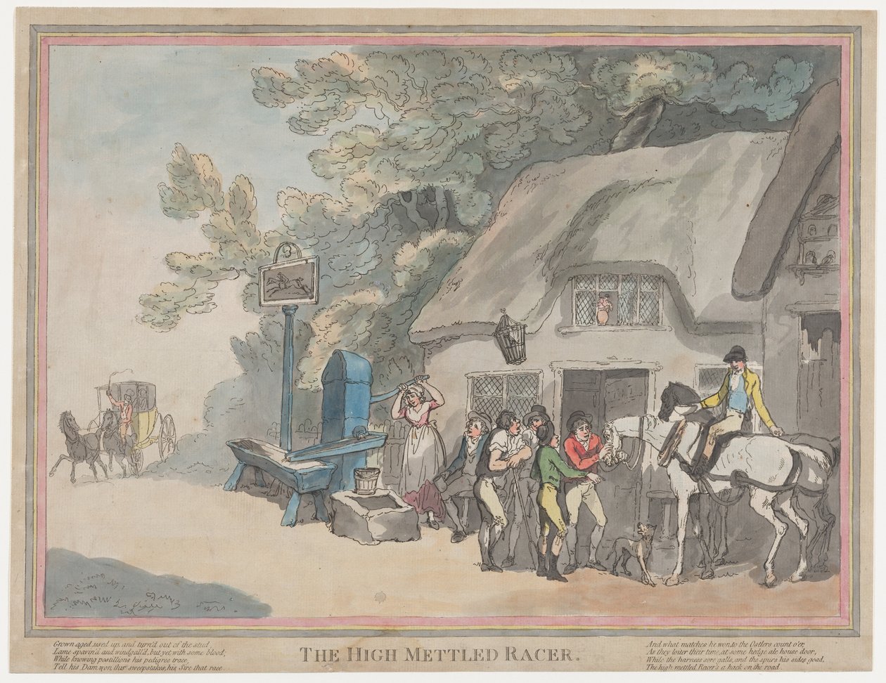 Postposten (fra *Et væddeløbshests liv, eller Den temperamentsfulde væddeløbshest*) af Thomas Rowlandson