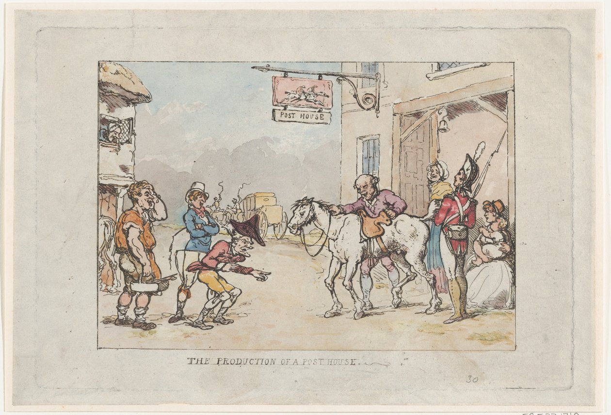 Produktionen af et posthus, 1808., 1808. af Thomas Rowlandson