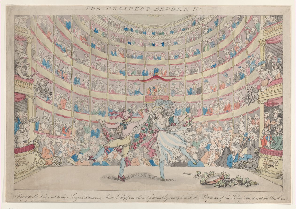 The Prospect Before Us, respektfuldt dedikeret til disse sangere, dansere, & Mu..., 13. januar 1791. af Thomas Rowlandson