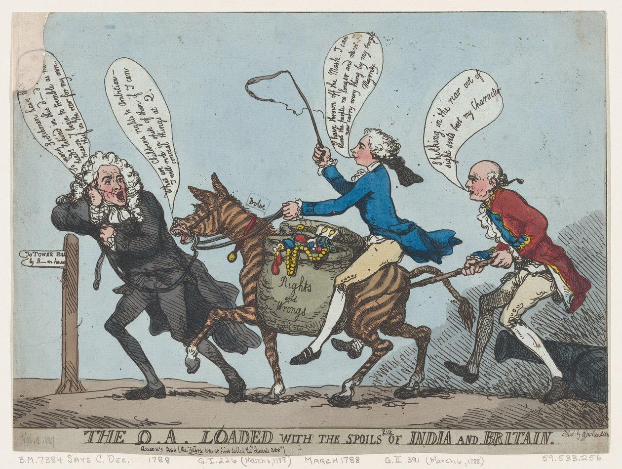 Q.A. Belastet med byttet fra Indien og Storbritannien, 1788., 1788. af Thomas Rowlandson