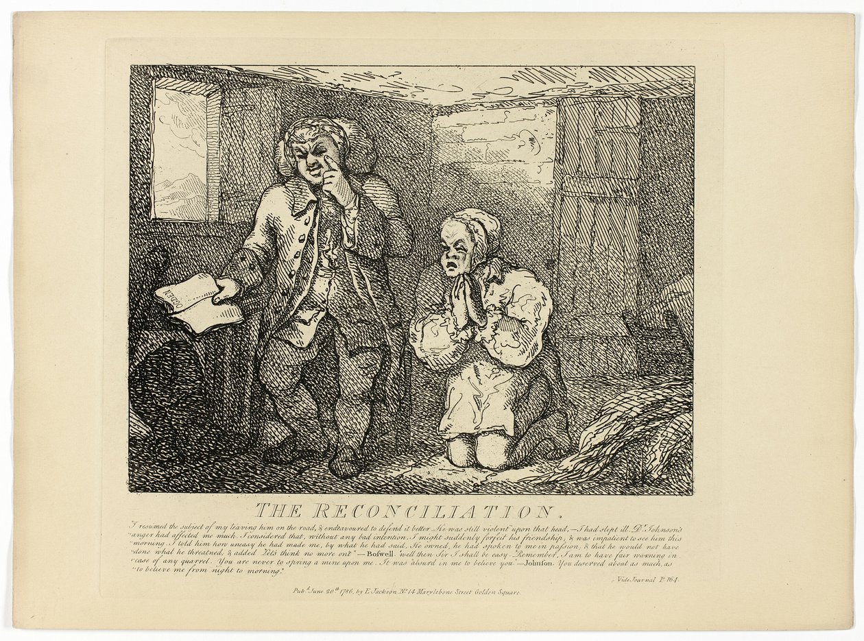 Forsoningen, fra Boswells Tour of the Hebrides af Thomas Rowlandson