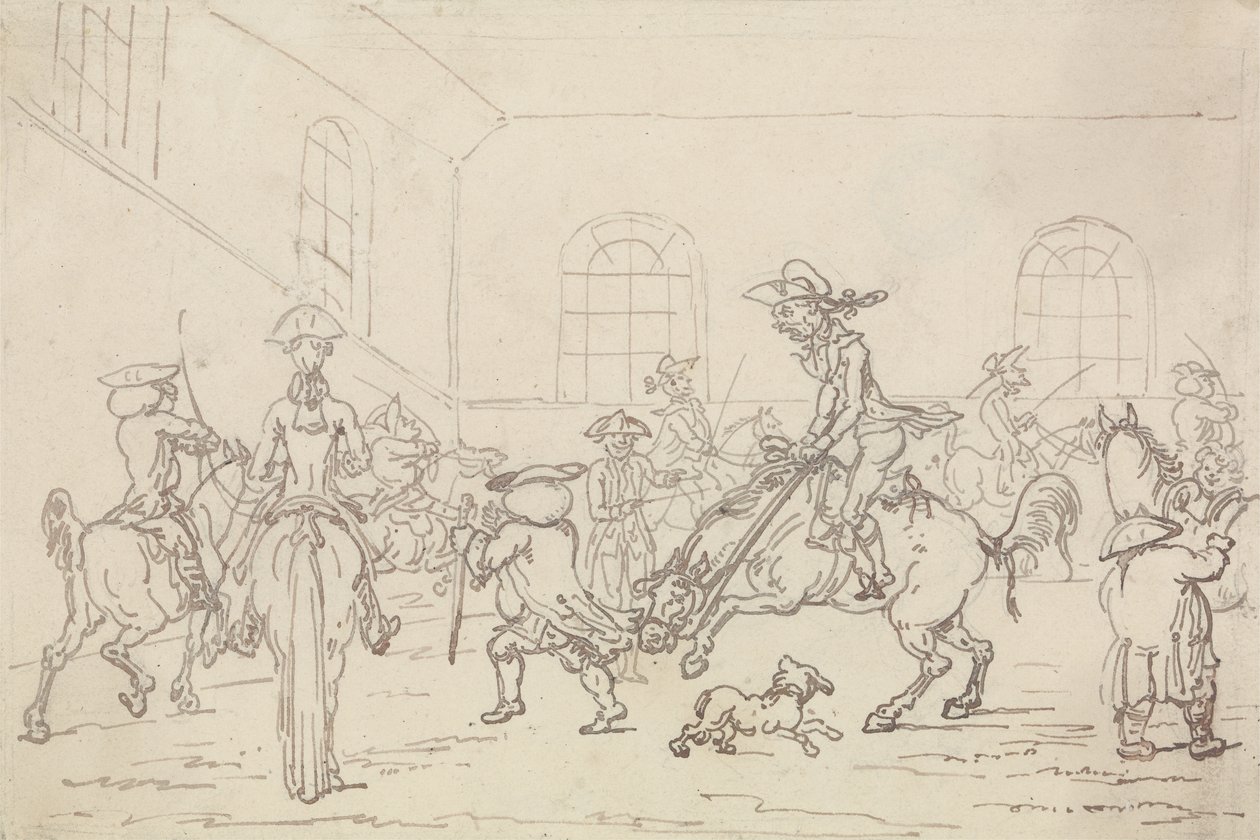 Rideskolen (pen og blæk på papir) af Thomas Rowlandson