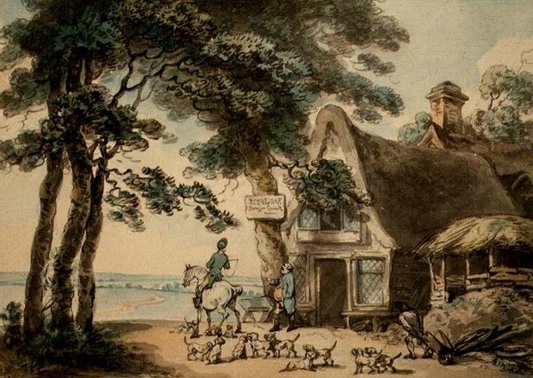 The Royal Oak (akvarel, pen og blæk) af Thomas Rowlandson