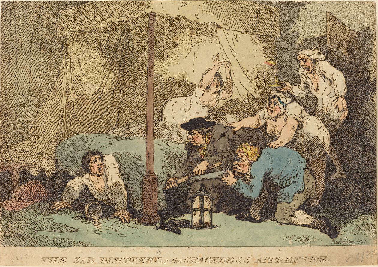 Den triste opdagelse eller den nådeløse lærling af Thomas Rowlandson