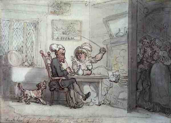"The School of Reform, or How to Rule a Mand" (pen, akvarel og blyant på papir) af Thomas Rowlandson