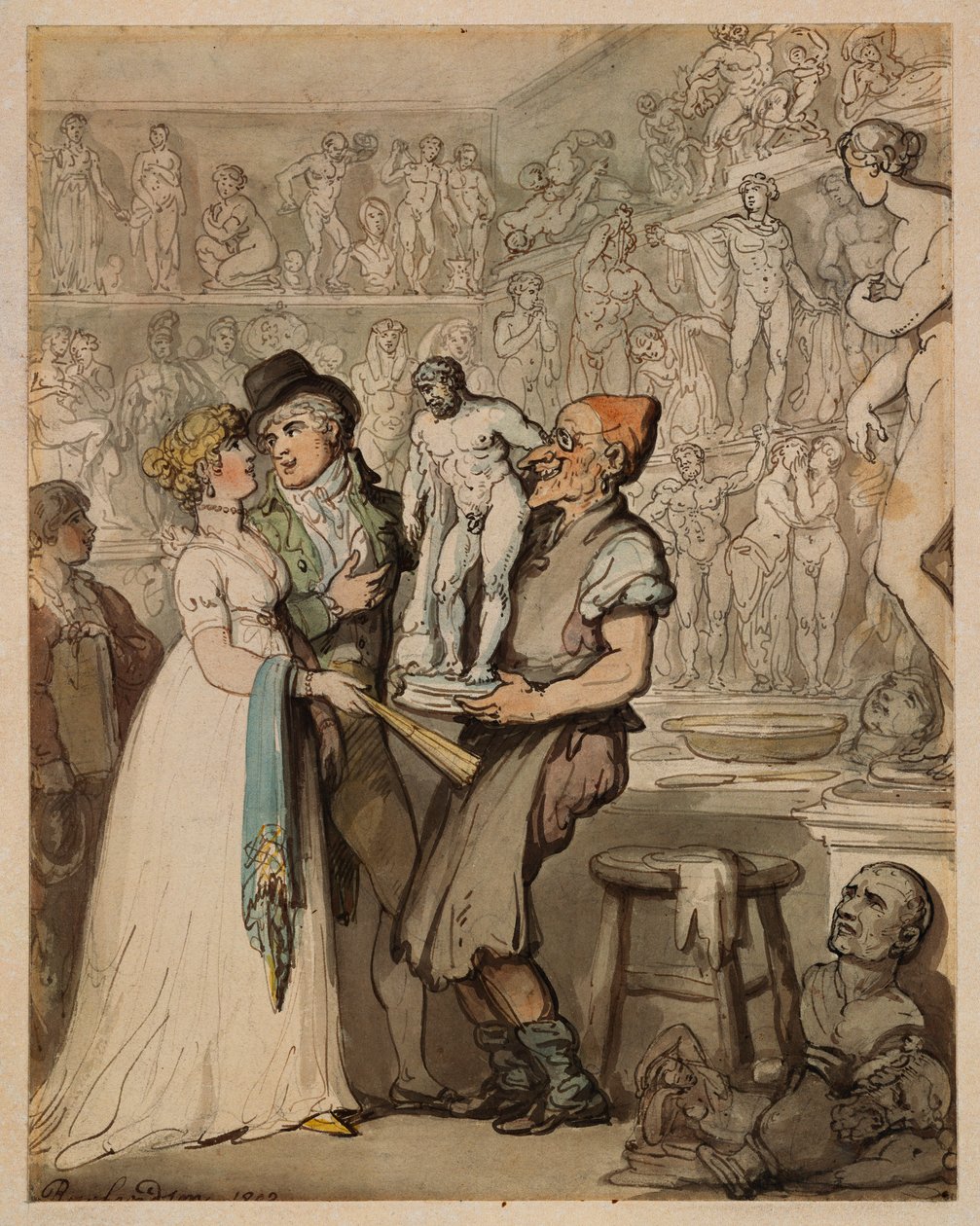 Billedhuggerens værksted: Køb af afstøbninger, 1802 af Thomas Rowlandson