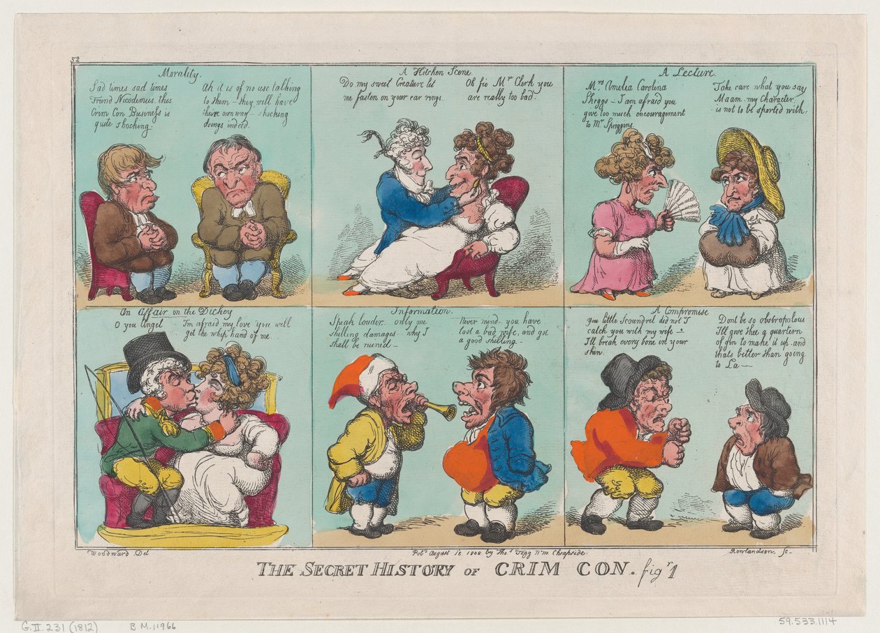 The Secret History of Crim Con, Fig 1, 18. august 1808., 18. august 1808. af Thomas Rowlandson