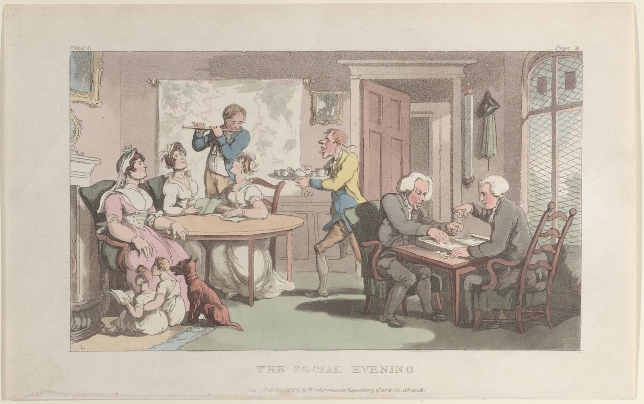 The Social Evening, fra The Vicar of Wakefield, 1. maj 1817., 1. maj 1817. af Thomas Rowlandson