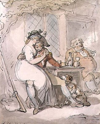 Soldatens afgang (pen & blæk, akvarel) af Thomas Rowlandson