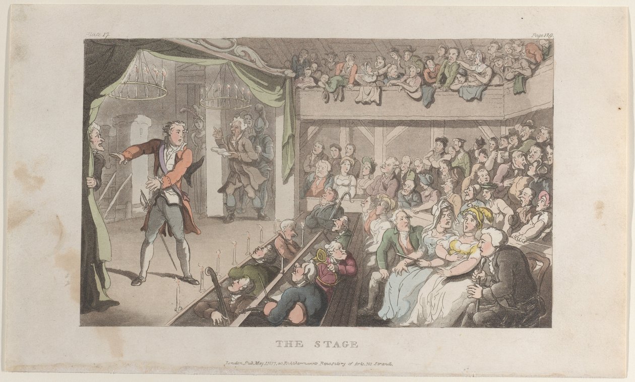 Scenen. George Primrose som Horatio, fra The Vicar of Wakefield, 1. maj 1817., 1. maj 1817. af Thomas Rowlandson