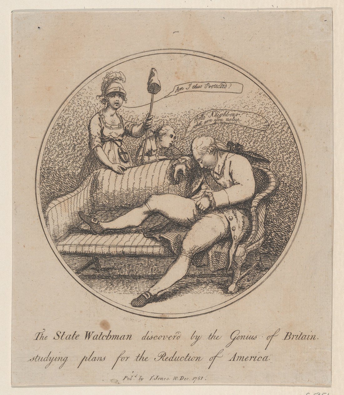 The State Watchman Discovered by the Genius of Britain Study Plans for the..., December 10, 1781. af Thomas Rowlandson