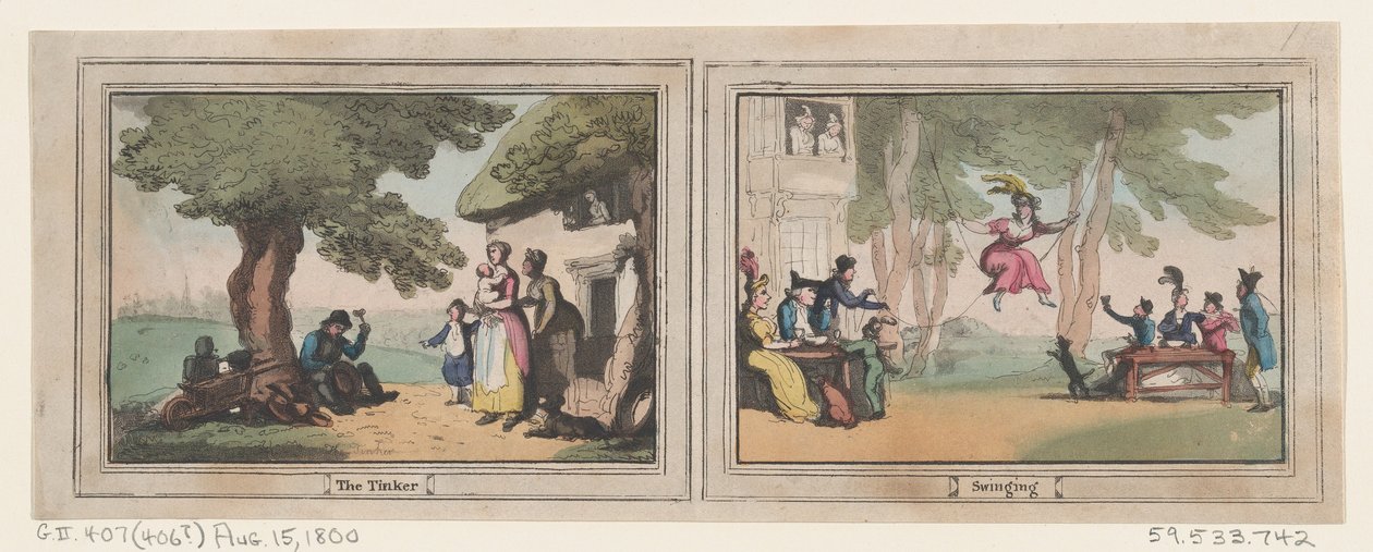 The Tinker and Swinging, 15. august 1800., 15. august 1800. af Thomas Rowlandson