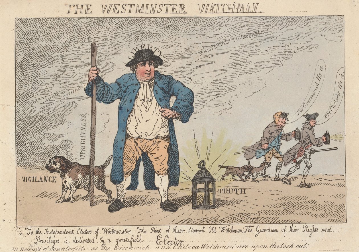 The Westminster Watchman af Thomas Rowlandson